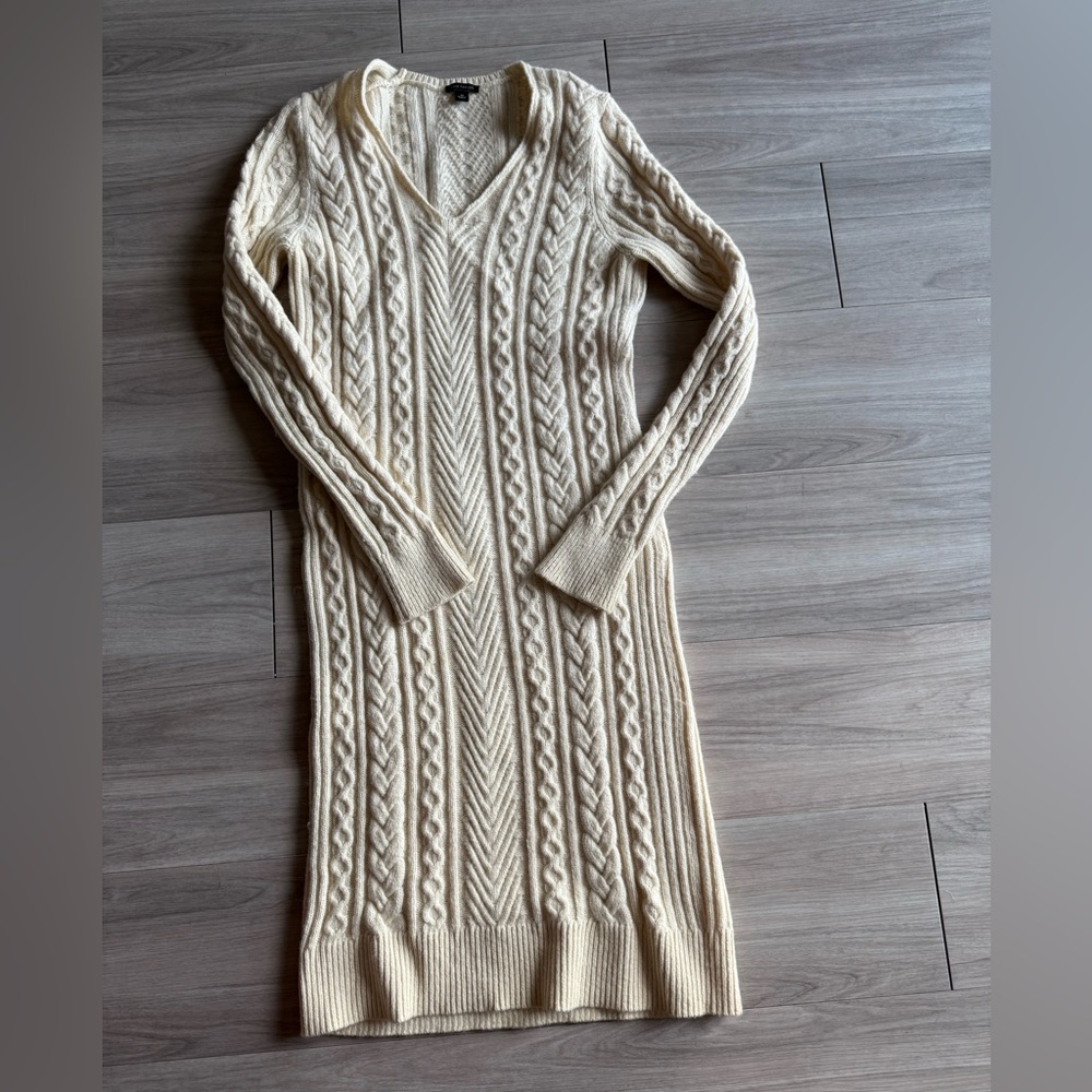 Ann Taylor Ivory Knit Sweater Dress